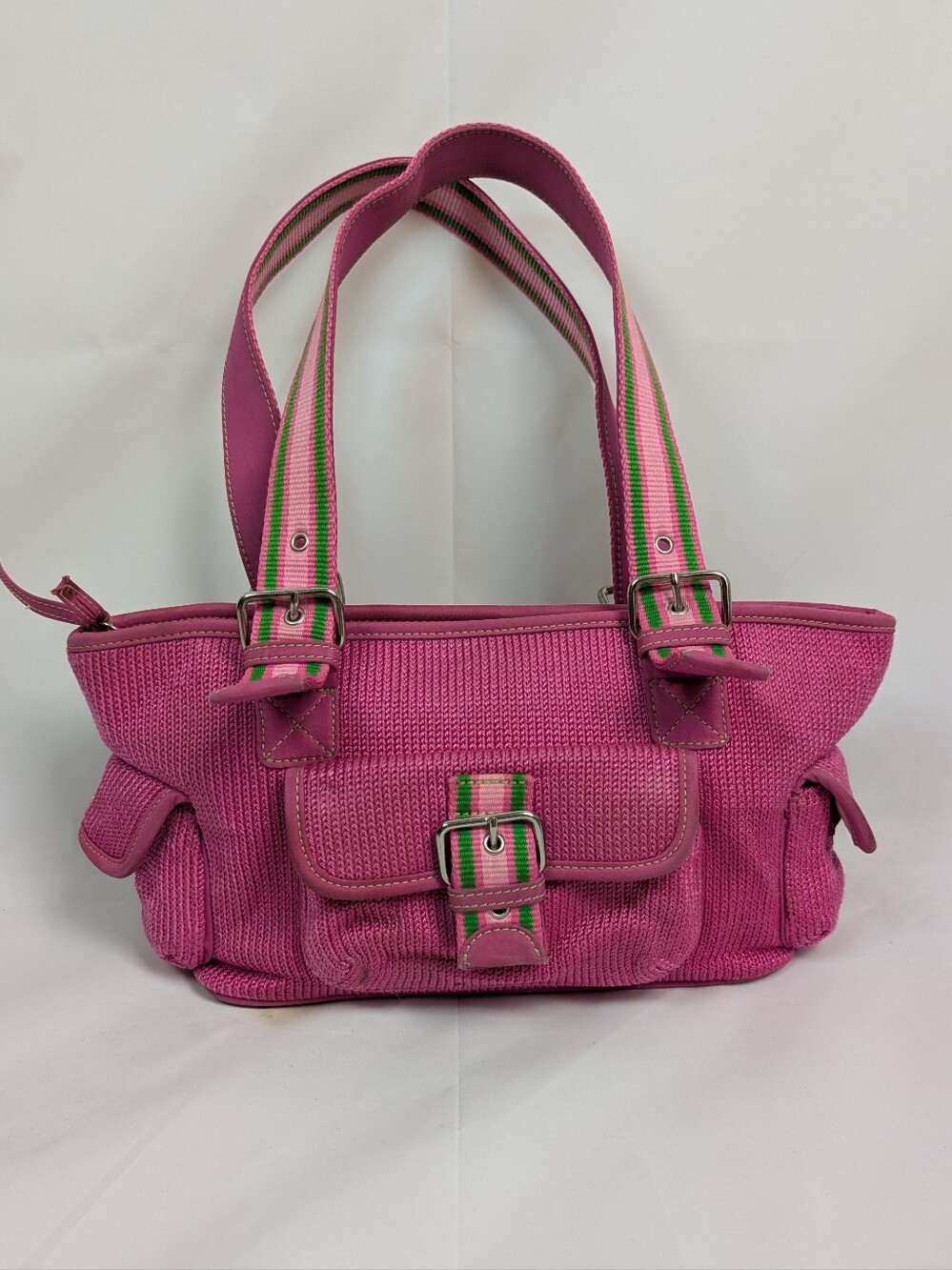 Pink & Green Y2K 00s The Sak Baguette Small Purse